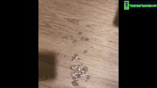 Quick Cumshot I snuck in bathroom nice huge 5 day load