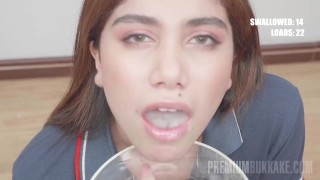 PremiumBukkake - Marina Gold swallows 73 huge mouthful cumshots