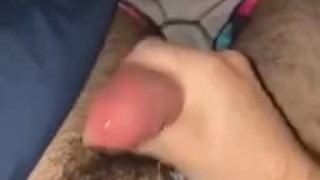 Hot solo cum shot with a hairy otter 