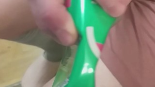 Crossdressing Femboy Crushes Can with Thighs