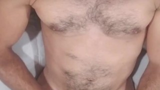 Beefy hung dude nicely masturbates till thick ejaculation, sweet voyeur cam