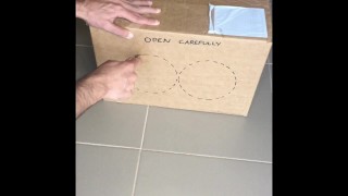 Surprise Delivery series - Striped bed socks Big Male Feet to Worship inside - Manlyfoot