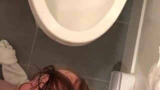 Wife Gets Fucked Face First in the Toilet and Gets a Facial