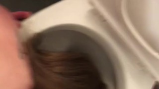 Wife Gets Fucked Face First in the Toilet and Gets a Facial