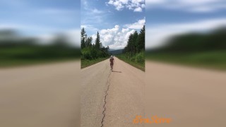 Naked Milf Running On The Road