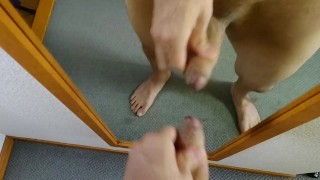 【個人撮影】包茎の全身鏡の前で射精オナニー
