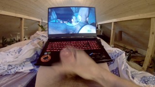 masturbating while watching pegging porn