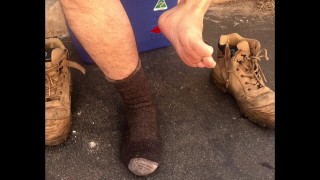 Work boots off - Socks off - take a whiff of these shoes if you are into that kind of thing 🥾 