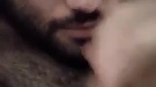 Straight guy tasting his own cum