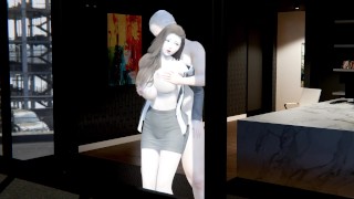 Japanese girl in office / Desk sex / Liftying / Kissing / Wall fuck of the windows /