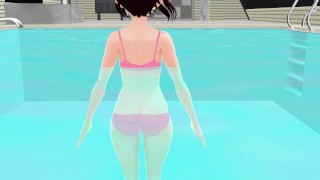 ピンクビキニを着たアニメの女の子