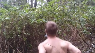 Twink uses Huge toy in woods