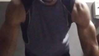 Getting in a good sweat working out trying to get back in shape .build up a 8pk soon