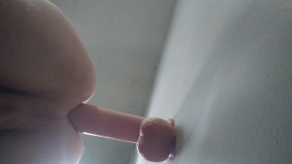 Twink toys hole with huge cock