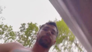 Public piss outdoors at a picnic bench