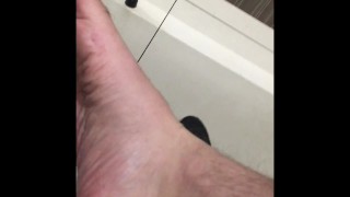 Public toilet in shopping centre - Got horny decided to go fishing for someone to suck my toes off