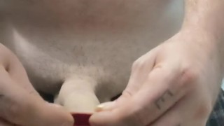 Foreskin play jerk off explosive cum shot