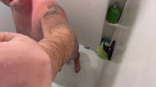 Dad Bod shower with dildo ass play