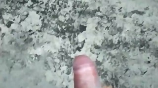 Hot guy jerking off his big cock with his new toy in a public place 🔥🍆
