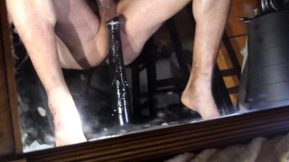 Sissy Riding Huge Horse Dildo, Flapping