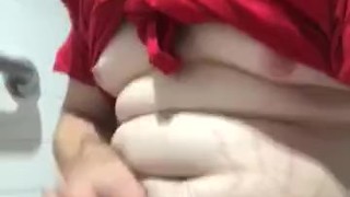 Pig masturbates in bathroom