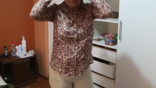 Beautiful stepmom comes home and calls her stepson to look at her and fuck her