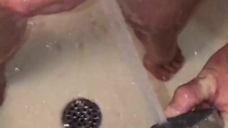 Water Jet Orgasm begins at 3 minutes & 10 seconds of showering my cock directly with high pressure 