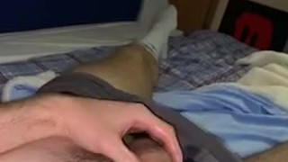 Jerking off my morning wood ending with huge cumshot 