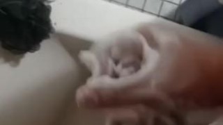 Hairy Teen Jerks His Soapy Cock