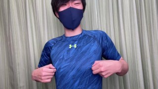 ジム帰り早々にチクニーしてイってしまうヘンタイ大学生【乳首オナニー動画】
