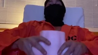 Convict escapes from prison to fuck a fleshlight fake pussy and cum like an animal with moans