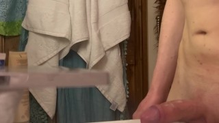 Spitting on My FAT UNCUT COCK