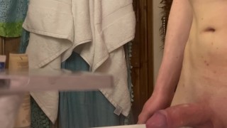 Spitting on My FAT UNCUT COCK