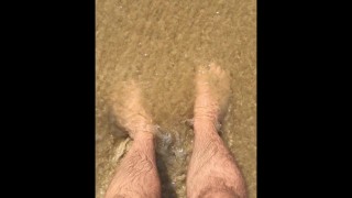 Sandy feet - Salted soles - Manlyfoot’s Big male feet in public southside nudist beach in australia