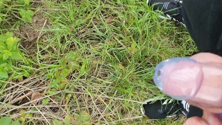 Piss in nature with chastity belt