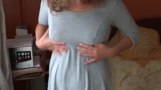 Latina mom shows her stepson her tits to masturbate