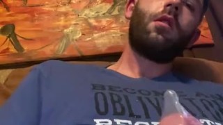 Cum in condom close up solo cum dripping over cock 