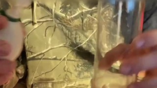 College student testing out penis pump on small cock