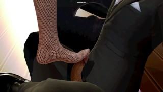 Bitch gives footjob to her daddy | hot_cartoons