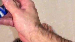 ANAL TRAINING - anal sex daily in the shower with a glass dildo