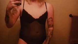 Sexy crossdresser with Snapchat filter
