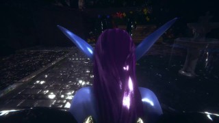 Illidari is fucked in the rain by a human henchman