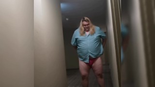 Sissy in bra and panties exposed in public