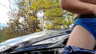 Hot Guy Cums Outside By Road