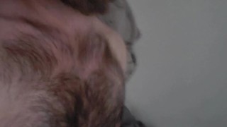 Scruffy armature shoots his load while keeping quiet