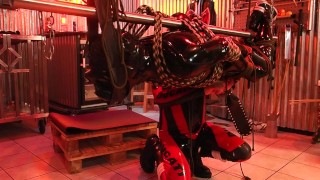 For rubber bondage and spank fans with a happy ending