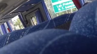 horny fat man cumming and moaning on the bus
