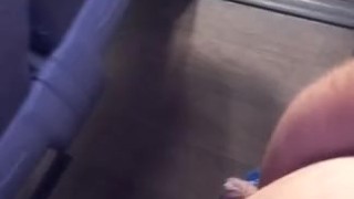 horny fat man cumming and moaning on the bus