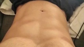Big cum in Shorts, moaning and bulge hard