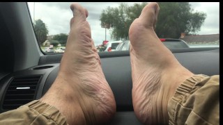 McDonalds drive thru dash feet in public - Golden Arches - Watch me as put on my Mchappy silly socks